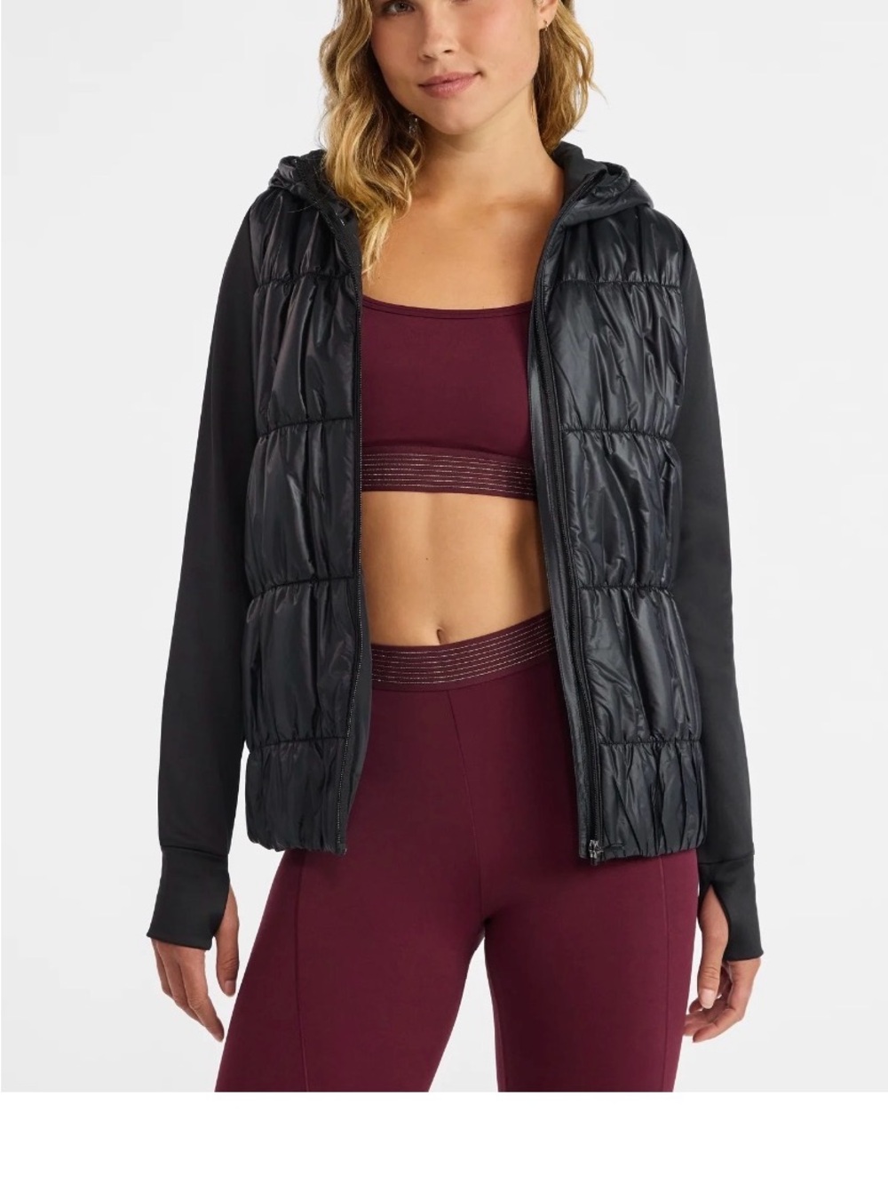 Avia Black Quilted Hooded Puffer Jacket NWT